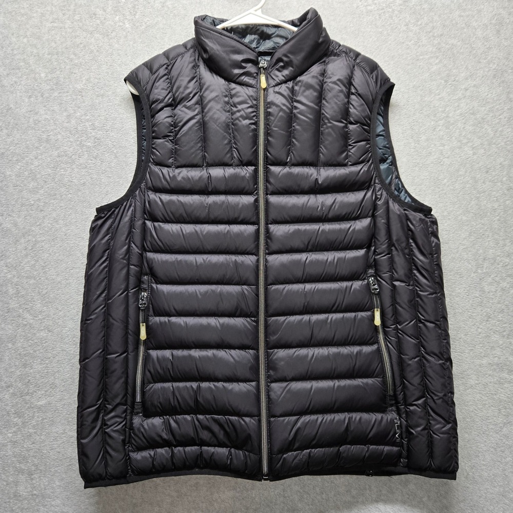 Tumi PAX Mens Packable Down Puffer Vest Black Travel Pillow Large 0F67125